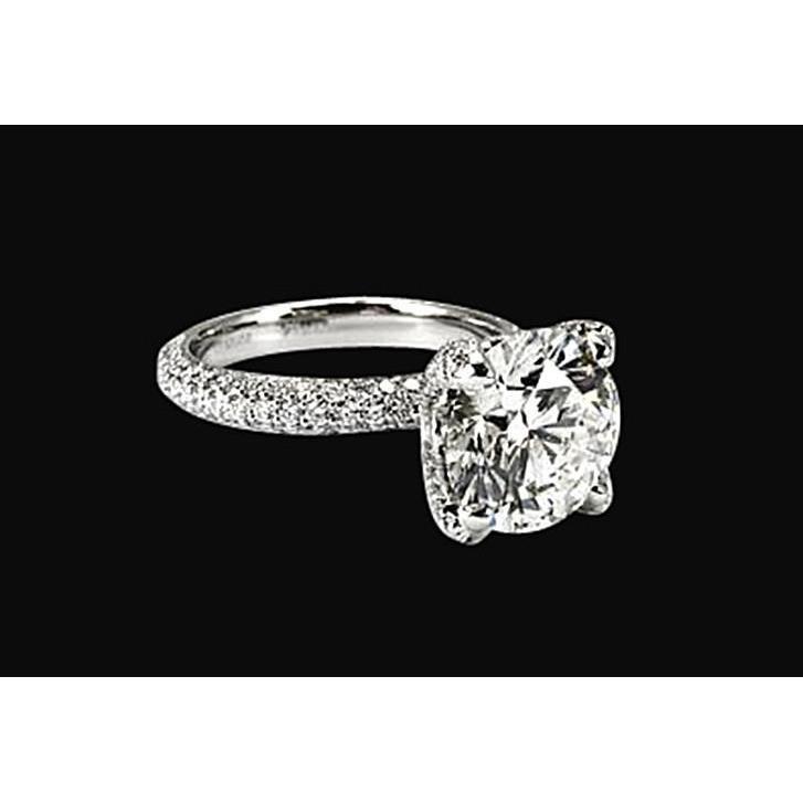 Solid 14K White Gold Engagement Diamond Ring 4.50 Carat 