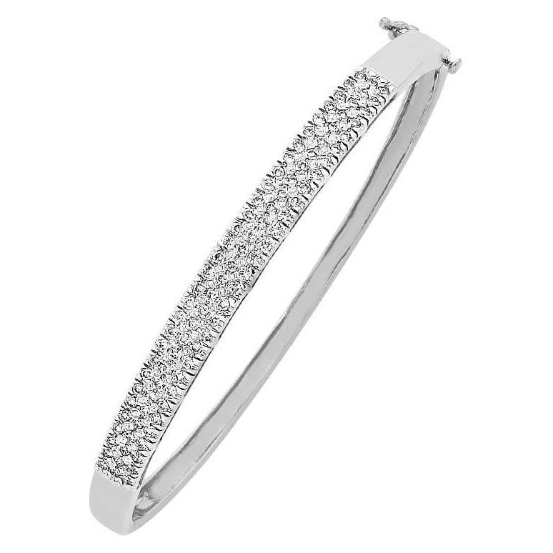 Solid Gold 14K Jewelry 6 Carats Round Cut Diamond Bangle Bangle