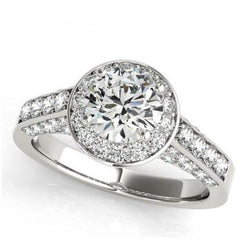 Natural  Halo Round Diamond Engagement Ring Jewelry 1.75 Carat White Gold 14K