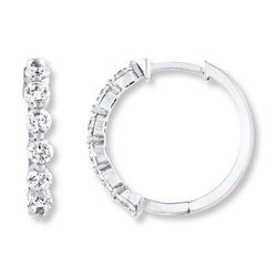 3 Carats Natural Earth Mined Diamond Earring Round Hoops White Gold 14K