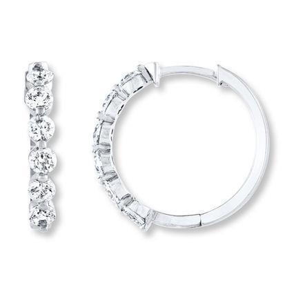 New Stylish  Diamond Earring Round Hoops White Gold