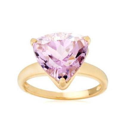Solitaire  Fancy Lady’s  Pink Kunzite  Yellow Gold  Gemstone Ring