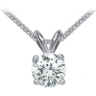 Solitaire 1.00 Carat Round Cut Diamond Necklace Pendant With Chain 14K Gold Pendant
