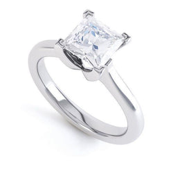 Solitaire 2.25 Carat Princess Cut Natural Earth Mined Diamond Wedding Ring White Gold