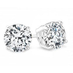 Solitaire 2.5 Ct Round Diamond Stud Earrings White Gold 14K