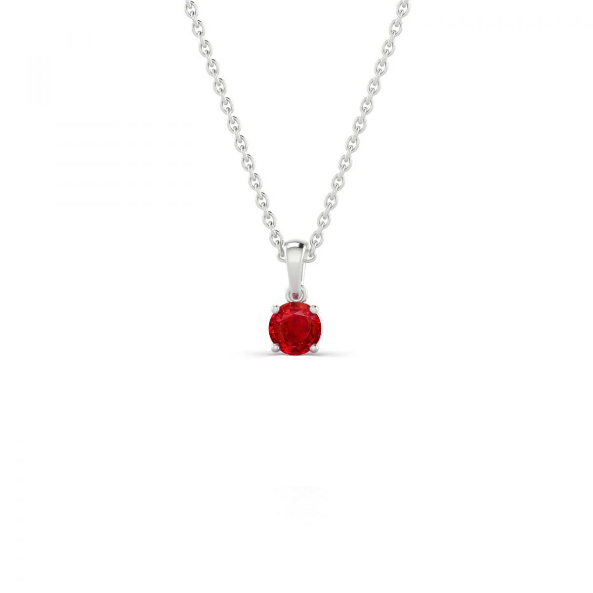 Solitaire 3.00 Ct. Red Ruby Pendant Necklace White God 14K Gemstone Pendant