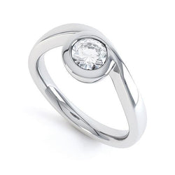 Solitaire Bezel Set Round Cut 1.10 Ct Diamond Engagement Ring