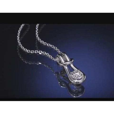 Solitaire Diamond 1 Carat Love Knot Style Pendant Necklace Women White Gold Pendant