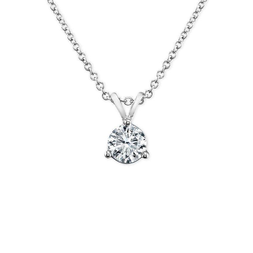 Solitaire Diamond Necklace Pendant White Gold Women Jewelry 2 Carat Pendant
