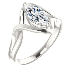 Solitaire Diamond Ring 2.50 Carats Twisted Split Shank 14K White Gold