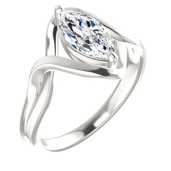 Twisted Split Shank Woman's White Gold Weeding Anniversary Solitaire Diamond Ring 