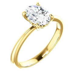 Solitaire Oval Natural Earth Mined Diamond Engagement Ring 3.50 Carats