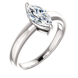 Solitaire Diamond Ring Marquise Cut 2.50 Carats White Gold