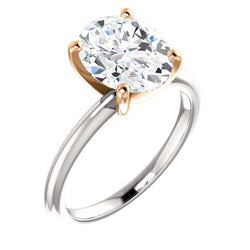 Solitaire Diamond Ring Two Tone 5 Carats Women Jewelry