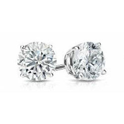 Solitaire Natural Earth Mined Diamond Stud Earrings 1.80 Ct. White Gold 14K