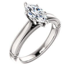 Marquise Solitaire Diamond Vintage Style Ring 2 Carats