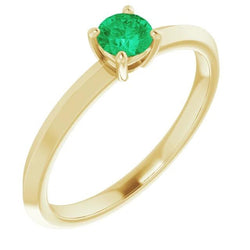 Solitaire Engagement Ring 1.25 Carats Green Emerald Yellow Gold 14K