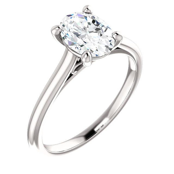 Four Claws Oval Lady’s Fancy Wedding Engagement White Gold Diamond Solitaire Ring