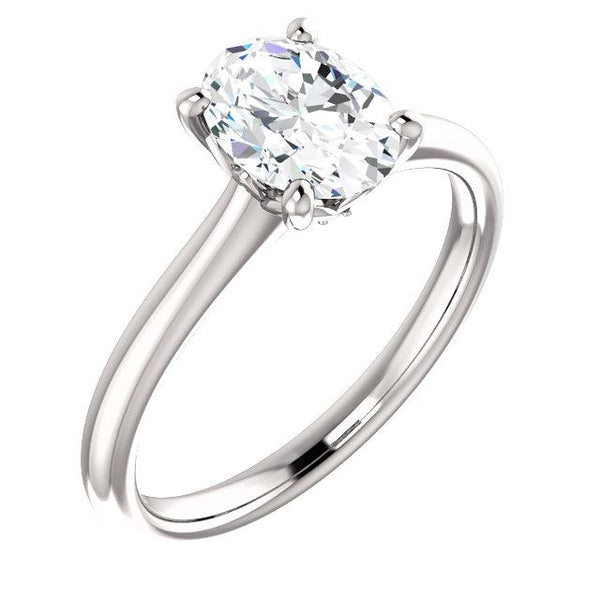  Oval 4 Prong Setting  Fancy Wedding Engagement White Gold Diamond Solitaire Ring 