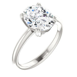 Solitaire Engagement Ring 4 Carats Oval Prong Setting White Gold 14K