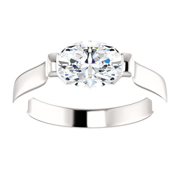 Oval Shape Fancy Lady’s  Style White Elegant Gold Diamond Solitaire Ring