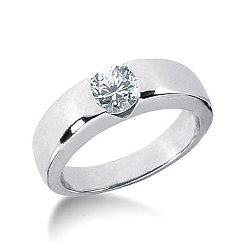 Big Size Lady’s Sparkling Vintage Style White Gold Diamond Solitaire Ring 
