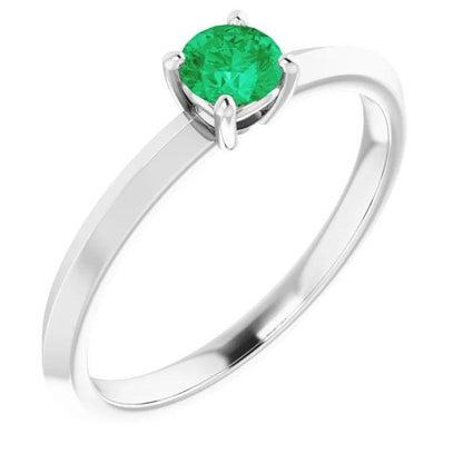 Ladies Solitaire Green Emerald  Women Jewelry Gemstone Ring