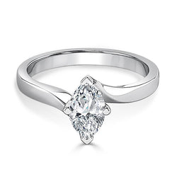 Solitaire Marquise Natural Earth Mined Diamond Engagement Ring 1.25 Carats White Gold 14K