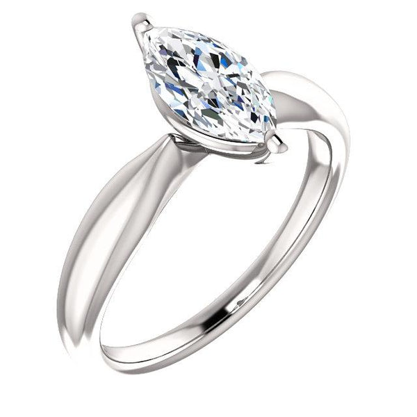 Solitaire Marquise Unique Lady’s Solitaire White Gold Diamond Ring 