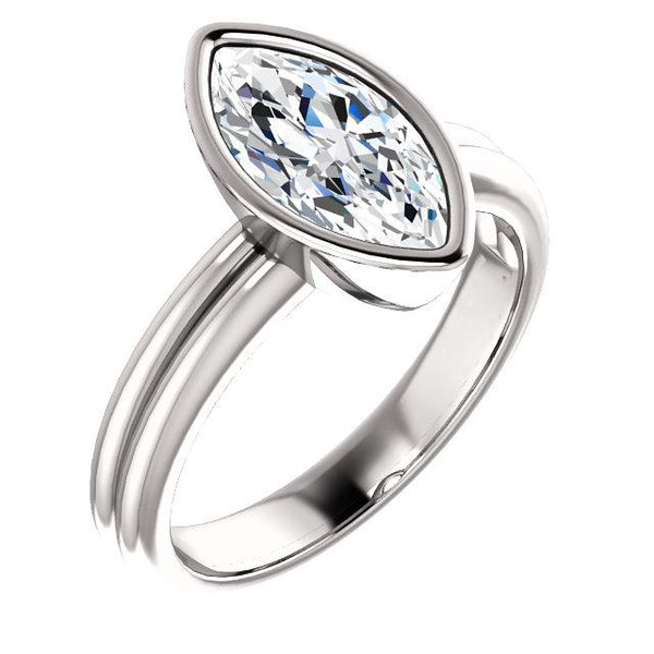 Solitaire Marquise  Sparkling Unique Solitaire White Gold Diamond Ring 