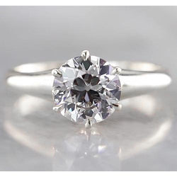 Solitaire Round Ring 1.50 Carats White Gold 14K New Natural Earth Mined Diamond