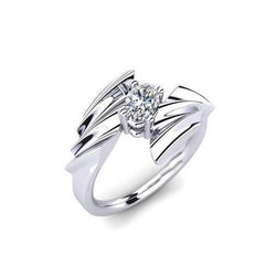 Solitaire Oval Cut 1.10 Carats Natural Earth Mined Diamond Engagement Ring White Gold 14K