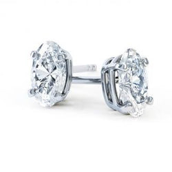 Solitaire Oval Cut 4 Ct Diamonds Studs Earrings White Gold 14K