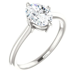 Solitaire Oval Diamond Ring 4 Carats 4 Prong Setting White Gold 14K