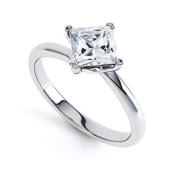 Solitaire Princess Cut 1 Carats Diamond Engagement Ring White Gold 14K
