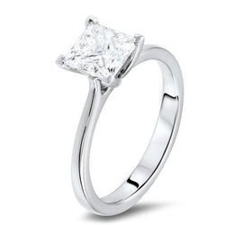 Solitaire Princess Cut 2.85 Carats Prong Set Natural Earth Mined Diamond Wedding Ring