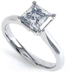 Solitaire Princess Cut Sparkling 2.25 Carats Natural Earth Mined Diamond Wedding Ring