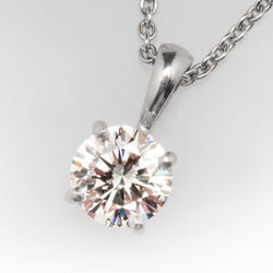 Solitaire 2 Ct Round Natural Earth Mined Diamond Necklace Pendant Solid White Gold 14K