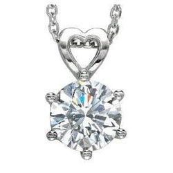 Solitaire Round Cut Natural Earth Mined Diamond Pendant 1.75 Carats White Gold Jewelry