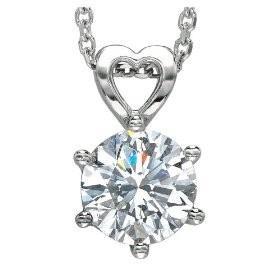 Solitaire Prong Set Round Cut Diamond Pendant Solid Gold Jewelry Pendant