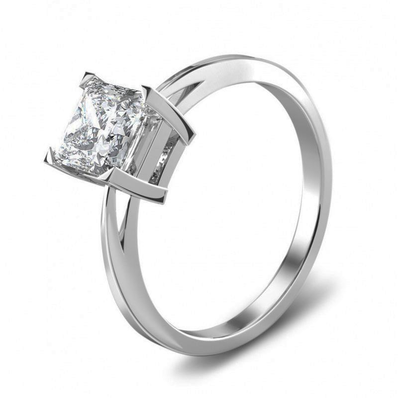 Lady's Solitaire Radiant Cut Gorgeous Diamond Engagement Ring Solitaire Ring
