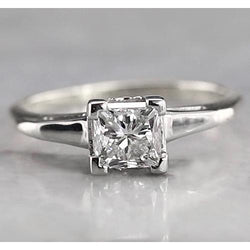 Solitaire Radiant Engagement Diamond Ring 1 Carat White Gold 14K