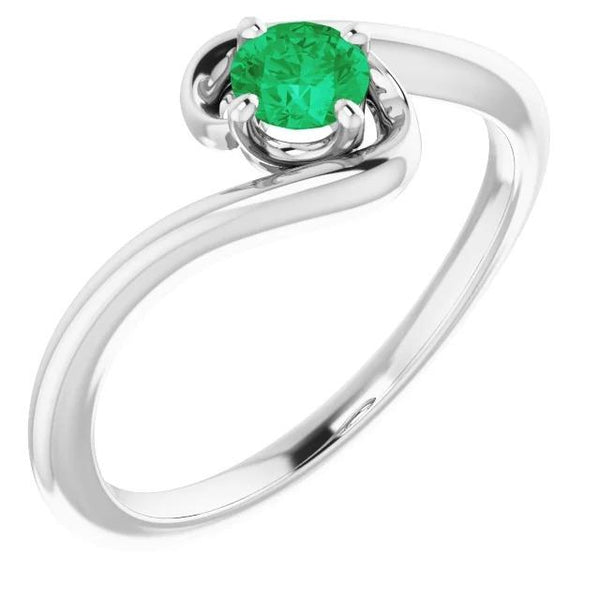 Solitaire Ring Princes  Columbian Green Emerald Twisted Style Jewelry Gemstone Ring