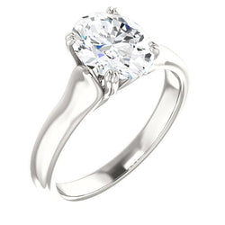Diamond Engagement Oval Solitaire Ring 3.50 Carats White Gold
