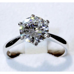 Classic Solitaire 4 Carats Round Lab Grown Diamond Ring Cathedral Setting