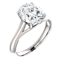 Oval Solitaire Ring 5 Carats Trellis Setting White Gold Jewelry