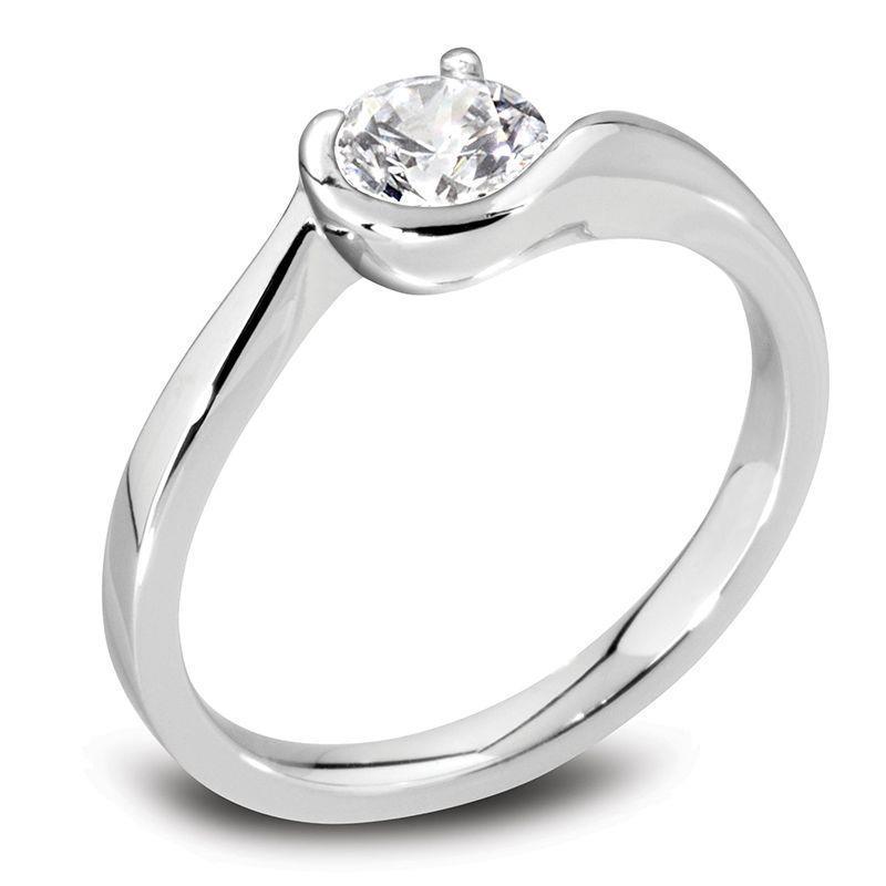 Twisted Design Sparkling Unique Solitaire White Gold Diamond Ring 