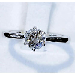 Solitaire Round Diamond 1 Carats Classic Ladies Ring Jewelry