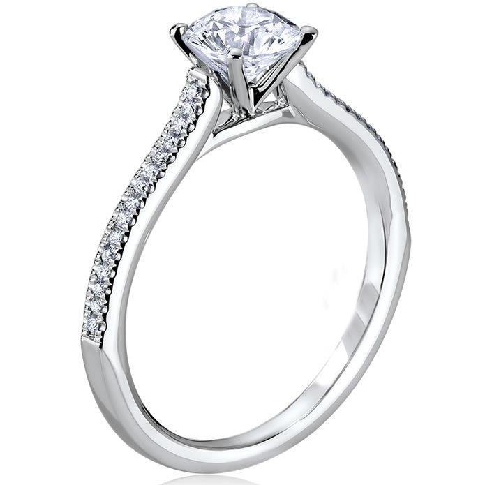  Women Diamond Engagement Ring White Gold Solitaire Ring with Accents