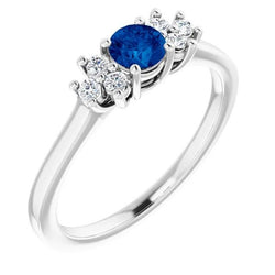 Round Blue Sapphire Stone 1.50 Carats Engagement Ring